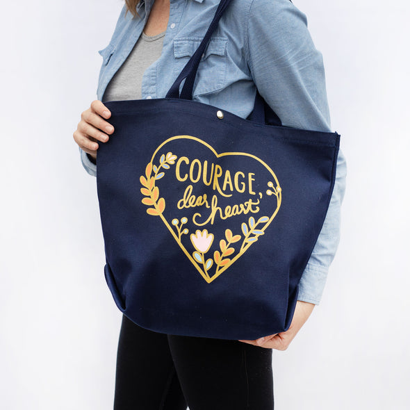 Courage, Dear Heart Tote Bag in Navy