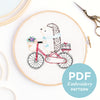 Hedgehog Biking Embroidery Pattern