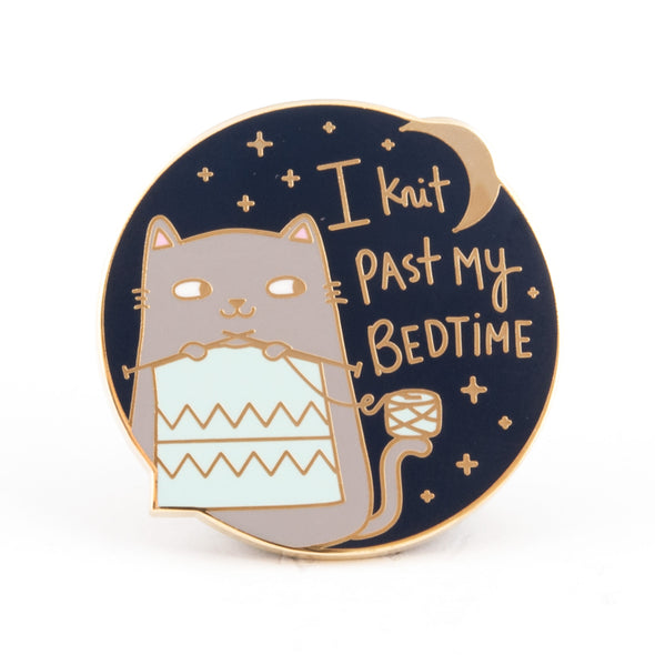 I Knit Past My Bedtime Cat Pin