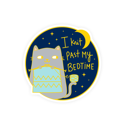 I Knit Past My Bedtime Vinyl Sticker