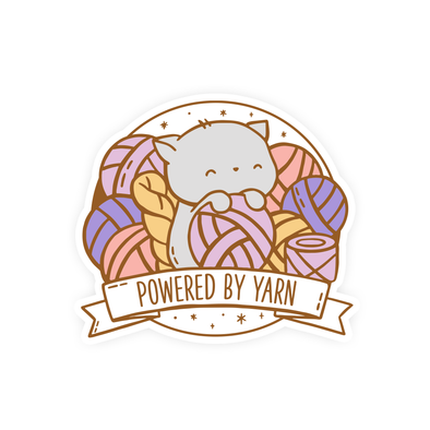Powered By Yarn Vinyl Sticker