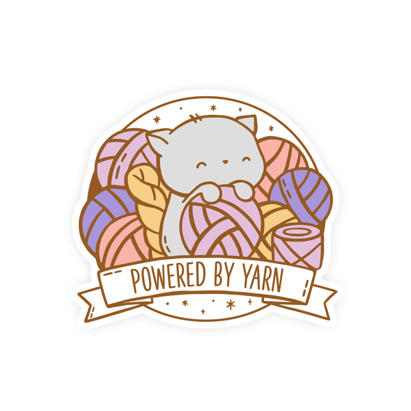Powered By Yarn Vinyl Sticker
