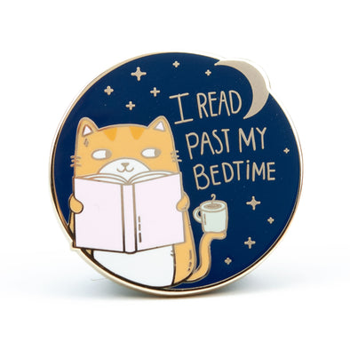 I Read Past My Bedtime Cat Pin