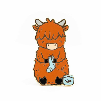 Sebastian the Scottish Highland Cow Knitting Pin